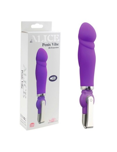 Фиолетовый вибратор ALICE 20-Function Penis Vibe - 17,5 см.