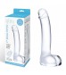 Прозрачный стеклянный фаллос с мошонкой Curved G-Spot - 18 см.