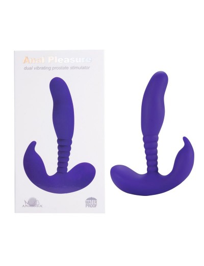 Фиолетовый стимулятор простаты Anal Pleasure Dual Vibrating Prostate Stimulator - 13,5 см.