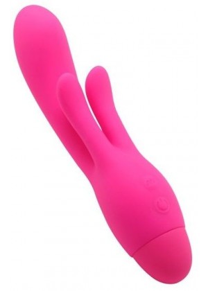 Розовый вибратор INDULGENCE Frolic Bunny - 18,5 см.