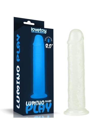 Прозрачный, светящийся в темноте фаллоимитатор Lumino Play Dildo - 21 см.