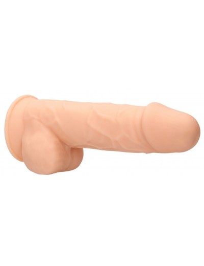 Телесный фаллоимитатор Silicone Dildo With Balls - 21,6 см.