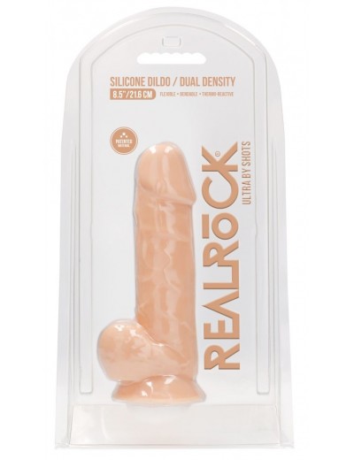 Телесный фаллоимитатор Silicone Dildo With Balls - 21,6 см.