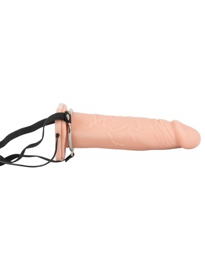 Полый вибрострапон на ремнях Vibrating Strap-On - 22,5 см.