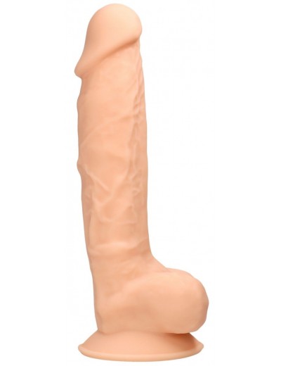 Телесный фаллоимитатор Silicone Dildo With Balls - 22,8 см.