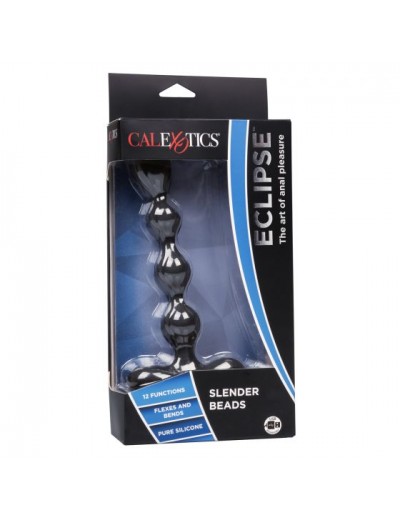 Черный анальный вибростимулятор Eclipse Slender Beads - 17,75 см.