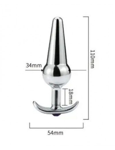 Металлическая анальная пробка-якорь с фиолетовым кристаллом - 11 см.