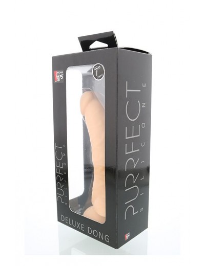 Телесный фаллоимитатор на присоске PURRFECT SILICONE DELUXE DONG 7INCH - 18 см.