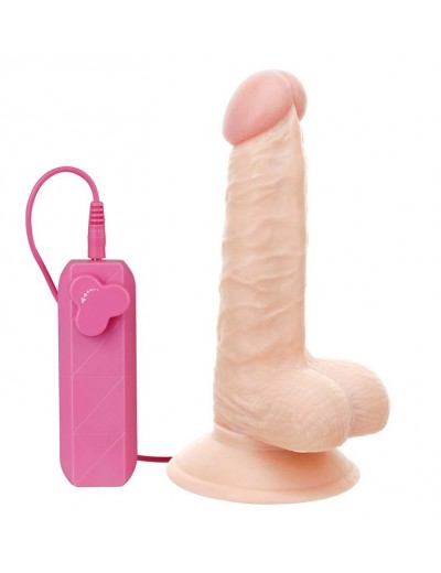 Реалистичный вибромассажёр с присоской и выносным пультом G-GIRL STYLE 6INCH VIBRATING DONG - 15,2 см.