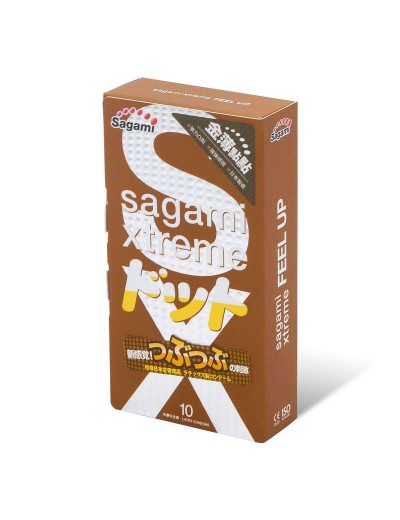 Презервативы Sagami Xtreme Feel Up с точечной текстурой и линиями прилегания - 10 шт.