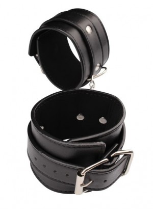 Черные кожаные наручники Classic Hand Cuffs