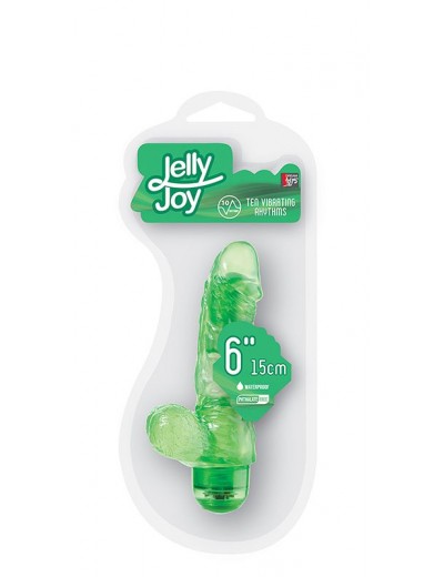 Зелёный гелевый вибраторJELLY JOY 6INCH 10 RHYTHMS GREEN - 15 см.