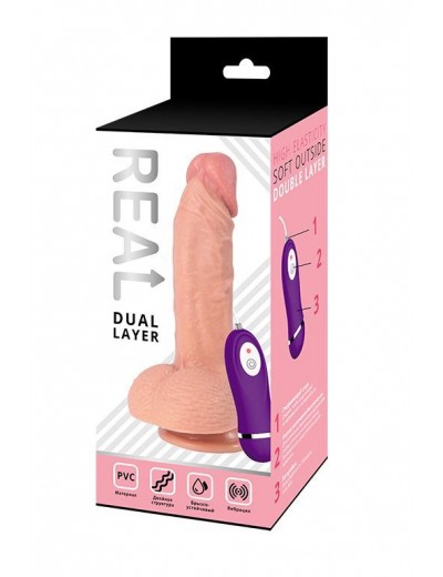 Телесный реалистичный вибратор REAL Dual Layer - 21,5 см.