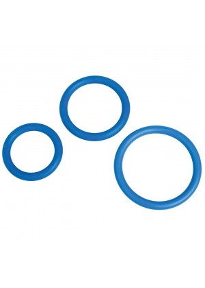 Набор из 3 синих эрекционных колец MENZSTUFF COMPLETE SET OF COCKRINGS