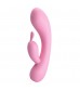 Нежно-розовый вибратор Hugo с клиторальным отростком - 16,5 см.