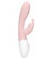 Розовый вибратор Juicy Rabbit со стимулятором клитора - 19,5 см.