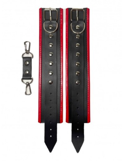 Черно-красные наручники из эко-кожи