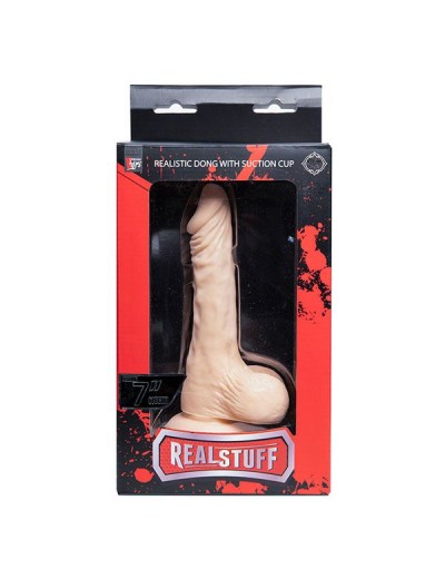 Телесный фаллоимитатор на присоске REALSTUFF REALISTIC DONG 7INCH - 17,8 см.