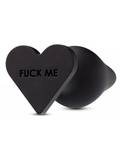 Черная анальная пробка с основанием-сердечком Fuck Me Butt Plug - 7,5 см.