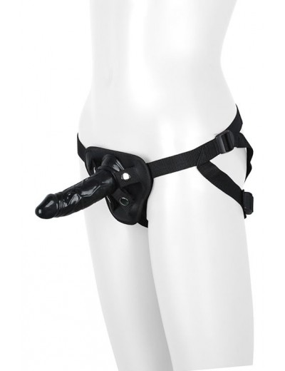 Черный страпон HARNESS WITH DILDO - 13 см.