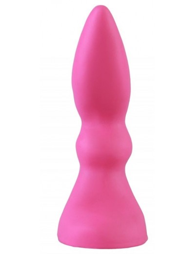 Розовая изогнутая анальная пробка - 10 см.