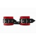 Красно-черные наручники с фиксацией на двух карабинах