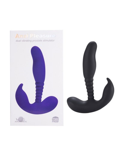 Черный стимулятор простаты Anal Pleasure Dual Vibrating Prostate Stimulator - 13,5 см.