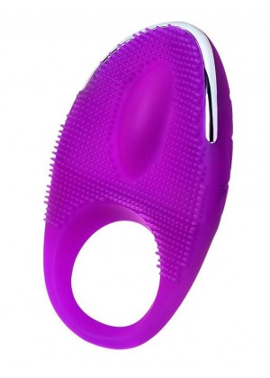 Фиолетовое перезаряжаемое виброкольцо с ресничками JOS  RICO