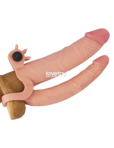 Телесная насадка-удлинитель на пенис с анальным стимулятором и вибропулей
