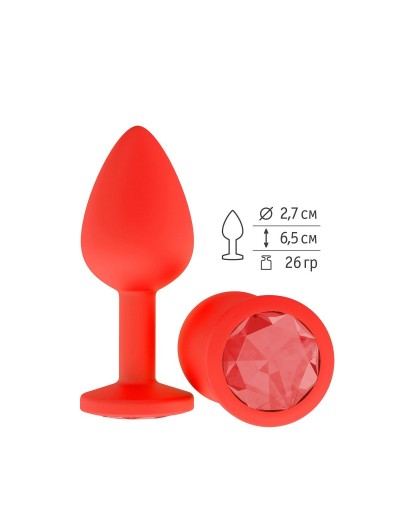 Красная анальная втулка с красным кристаллом - 7,3 см.