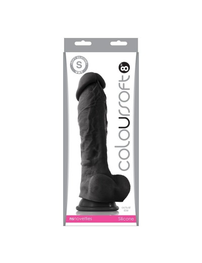 Чёрный фаллоимитатор на присоске ColourSoft  8  Soft Dildo - 23,5 см.