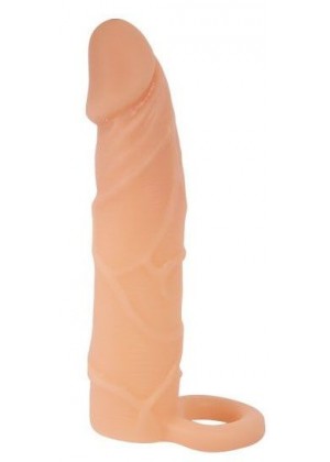Насадка на пенис с кольцом для мошонки - 17,4 см.