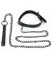 Черный ошейник Bondage Fetish Black Matt Collar With Leash с цепочкой-поводком