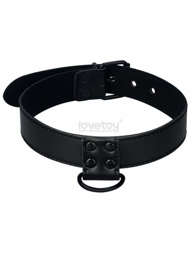 Черный ошейник Bondage Fetish Black Matt Collar With Leash с цепочкой-поводком