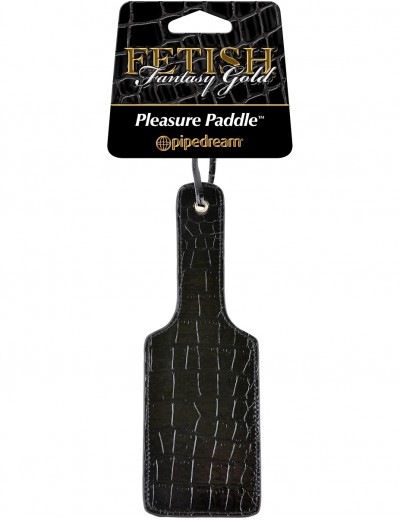 Чёрная с золотом шлепалка Gold Pleasure Paddle
