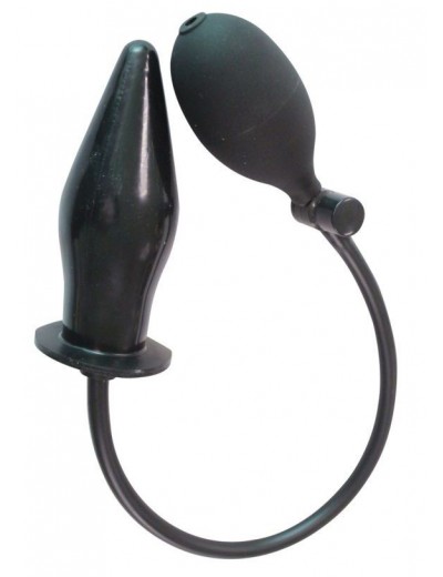 Черный анальный стимулятор с расширением Pumpn Play Plug - 12 см.
