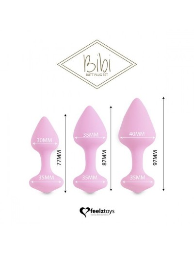 Набор из 3 нежно-розовых анальных пробок Bibi Butt Plug Set