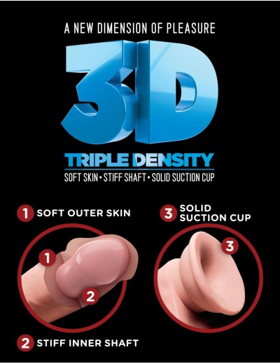 Телесный фаллоимитатор на присоске 10  Triple Density Cock with Balls - 26,7 см.