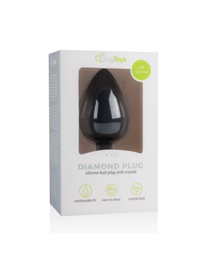 Черная анальная пробка с кристаллом Diamond Plug Large - 10 см.