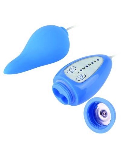 Голубой вибростимулятор с выносным пультом Penguin Teaser