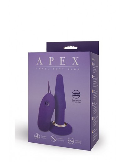 Фиолетовая анальная вибропробка APEX BUTT PLUG SMALL PURPLE - 14 см.