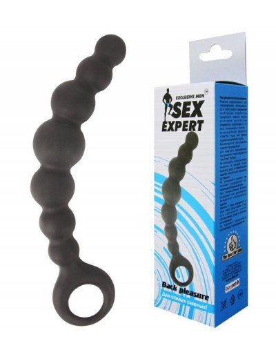 Чёрная анальная цепочка Sex Expert - 15 см.