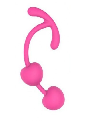 Розовые силиконовые вагинальные шарики с ограничителем
