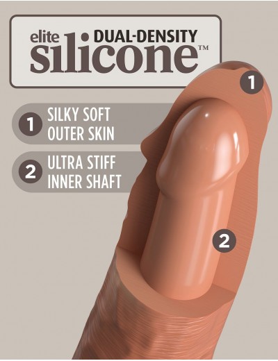 Кофейный фаллоимитатор 8  Silicone Dual Density Cock - 22,8 см.