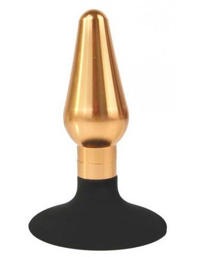 Золотисто-черная конусовидная анальная пробка - 9 см.
