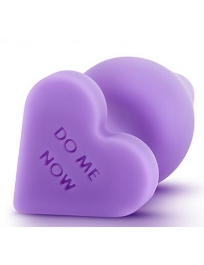 Фиолетовая анальная пробка Naughty Candy Heart Do Me Now - 8,9 см.