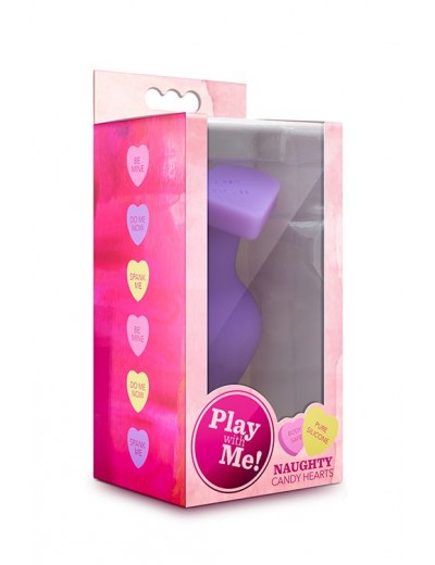 Фиолетовая анальная пробка Naughty Candy Heart Do Me Now - 8,9 см.