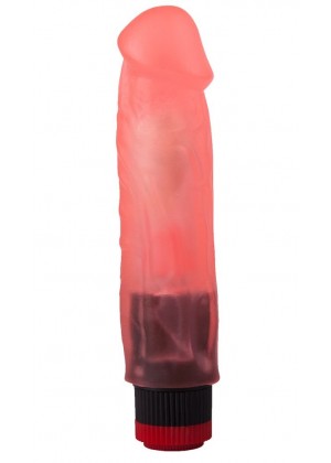 Розовый вибромассажер в виде фаллоса с венками - 18,5 см.