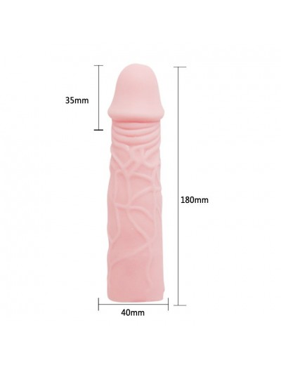 Удлиняющая насадка на пенис телесного цвета - 18 см.