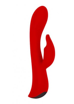 Красный вибромассажер-кролик 5  Silicone Bunny Love - 19,1 см.